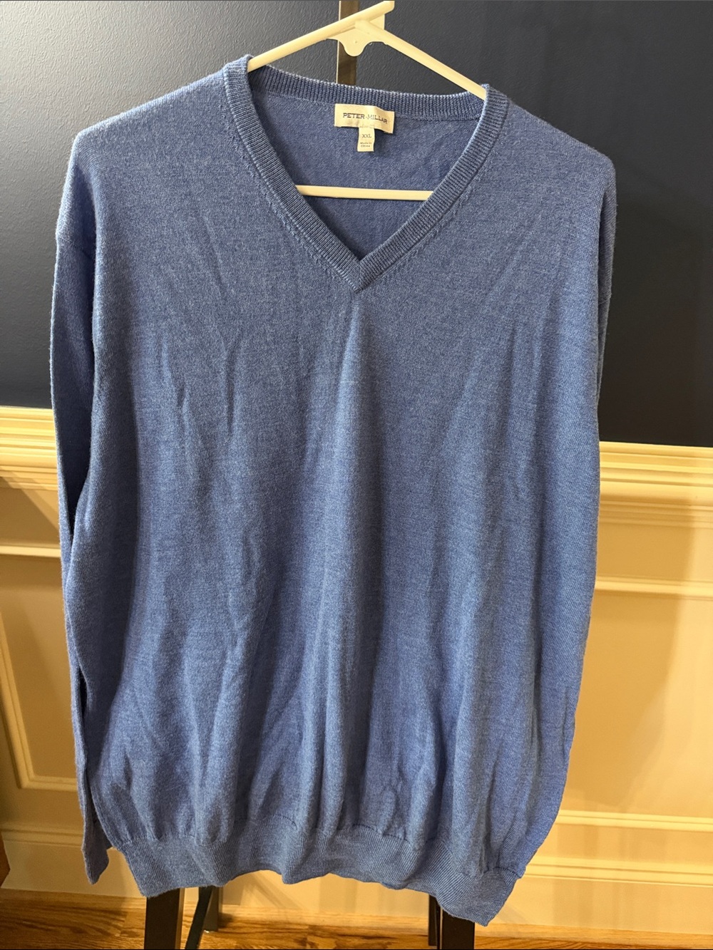 Peter Millar Slate Blue V-Neck Cashmere Sweater